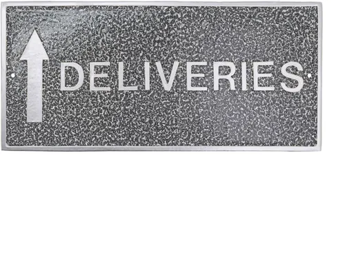 Vista 8 de Montague Metal Products - Entrega con placa de declaración de flecha hacia arriba - Placa de pared o césped - Resistente a los rayos UV - Aluminio