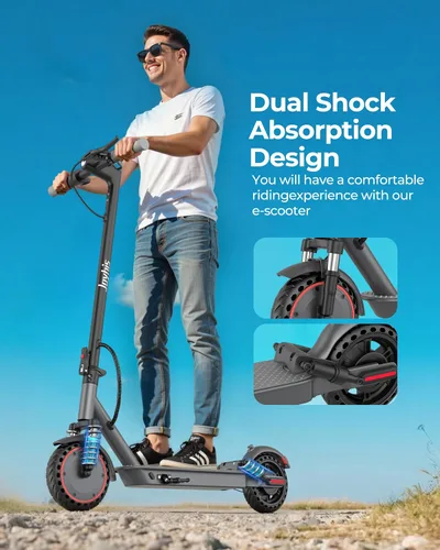 Vista 4 de Joyhis Patinete eléctrico para adultos – 19/22 MPH y rango de 15/22 millas, neumáticos sólidos de 8.5 pulgadas/10 pulgadas plegable E-Scooter
