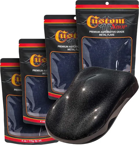 Vista 48 de Custom Shop - Purpurina metálica para pintura automotriz, oro brillante, 4 oz, micro escamas de metal de 0.004" para pintura de automóviles, aditivo