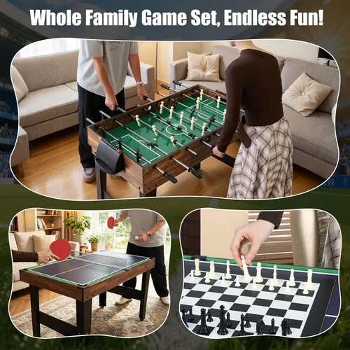 Vista 8 de Giantex 10-in-1 Multi Game Table, Combo Game Table Set w/Hockey, Foosball Pool Ping-Pong Chess Cards Checkers Bowling, Shuffleboard, Backgammon