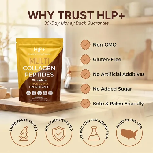 Vista 9 de Healthy Living Proteins - Polvo de péptidos multicolágeno hidrolizados tipo I, II, III, V y X, bovino alimentado con pasto, marino capturado