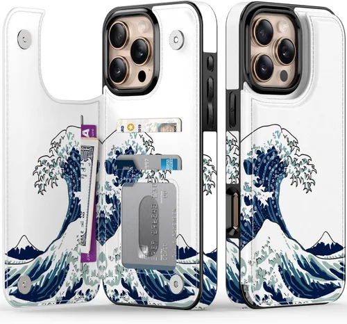 Vista 380 de LETO para iPhone 15 Pro Funda tipo cartera - Tapa tipo folio con patada - Diseños de moda - Tarjetero - Funda protectora para mujeres y niñas - 6.1