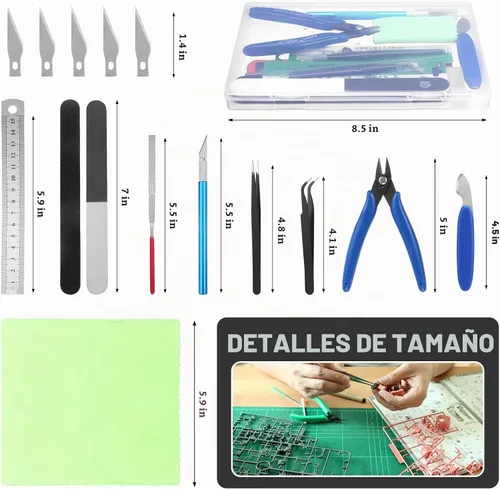 Vista 2 de Fippy 11 piezas Kit de herramientas para modelos, kit de herramientas Gundam, kit de herramientas de construcción para pasatiempos para armado