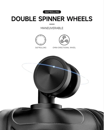 Vista 4 de SunnyTour Juego de equipaje expandible con ruedas giratorias dobles, juego de maleta dura de 3 piezas para viajes cortos y viajes largos, Negro