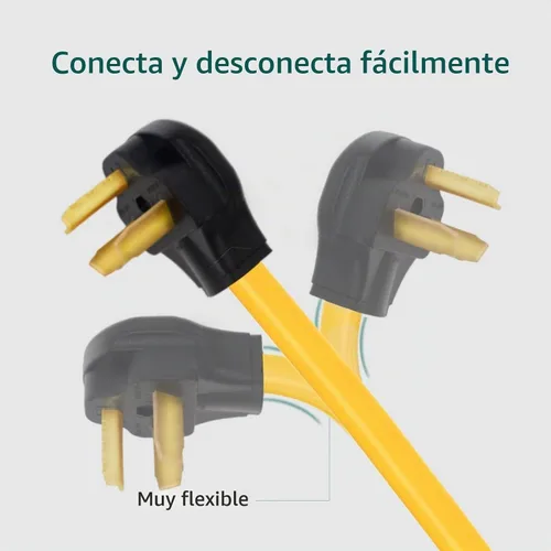Vista 4 de Cable de extensión para secadora de 3 clavijas, 30 amperios, NEMA 10-30P a 10-30R, 15 pies nivel 2 EV carga Tesla modelo 3/X/Y/S de salida