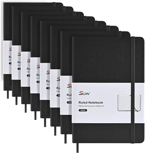 Vista 10 de SUIN Cuadernos rayados para el trabajo, la escuela y el diario, tapa dura, tamaño mediano A5 de 5.6 x 8 pulgadas, 160 páginas, papel grueso de 3.53