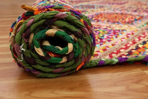 Vista 73 de Natural Jute Collection - Alfombra rectangular de 2 x 3 pies, alfombra de yute trenzada a cuadros multicolor de 0.27 pulgadas de grosor, ideal
