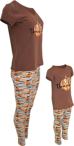 Vista 6 de Unique Baby Conjunto de pantalones a juego para niñas Mommy and Me Thankful (adulto XS, rayas), Striped