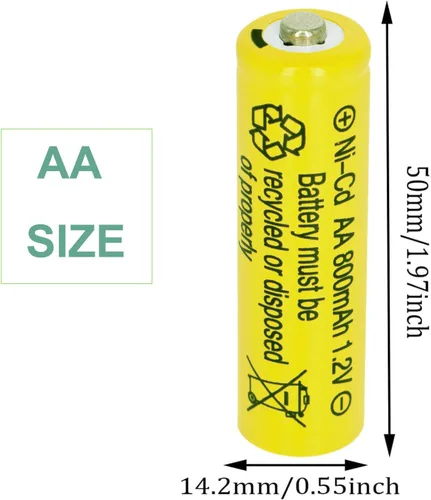 Vista 5 de Paquete de 12 baterías recargables de níquel cadmio de 1.2 V NI-CD AA de 800 mAh para paisajismo de jardín, luces de seguridad solares/exteriores