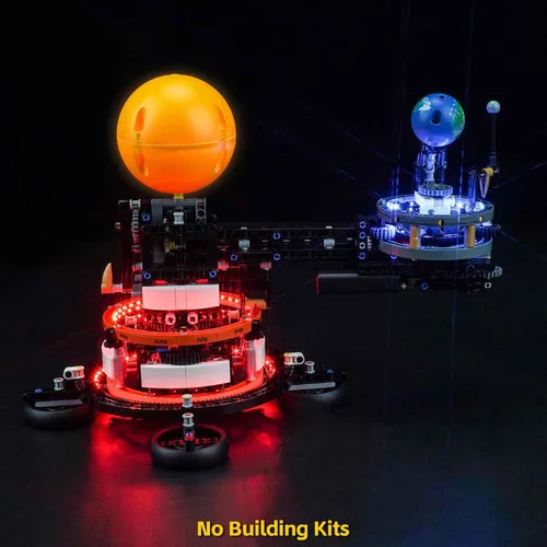 Vista 2 de BrickBling Luces LED para Lego Technic Planeta Tierra y Luna en órbita, kit de luz creativo compatible con Lego 42179 Sistema Solar Space
