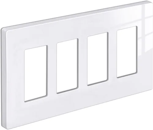 Vista 10 de BESTTEN Placa de pared sin tornillos de 5 segmentos, cubierta de enchufe decorador, placa decorativa para interruptor, serie blanca nieve brillante