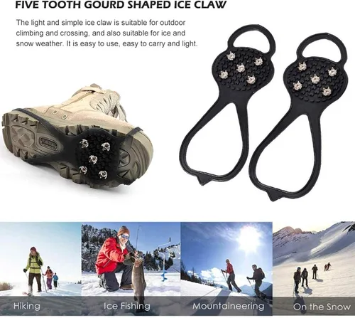 Vista 4 de Empuñaduras antideslizantes para zapatos de hielo, puntas de agarre universales, tacos de hielo, empuñaduras de nieve, equipo de pesca en hielo