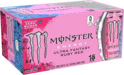 Vista 3 de Bebida energética sin azúcar Monster Energy Ultra Fantasy Ruby Red, 473 ml (paquete de 15) Paquete de 15