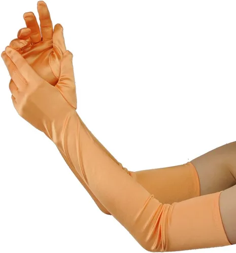 Vista 4 de NYFASHION101 Guantes largos clásicos de satén de longitud ópera para mujer 16BL Negro