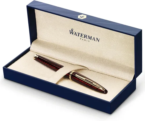 Vista 9 de Pluma estilográfica Waterman Carene Deluxe con punta mediana de oro macizo y tinta azul (S0699940), negro, dorado (Black Sea and Gold)