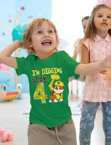Vista 2 de Paw Patrol Rubble - Camiseta de 4 cumpleaños para niños pequeños