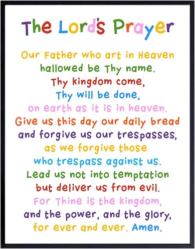 Vista 9 de Arte de pared con texto en inglés "Lords Prayer Framed", decoración religiosa de las Escrituras para la iglesia, aula de escuela dominical