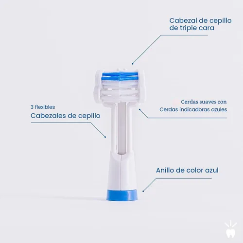 Vista 7 de Triple Bristle Cepillo de dientes Sonic original + cabezales de cepillo de repuesto de 3 lados, paquete de 2 unidades (azul)