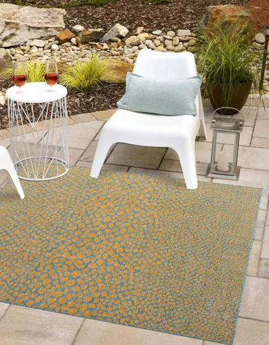Vista 21 de Unique Loom Outdoor Collection Alfombra de área - Ciudad del Cabo (2' 2' x 3' 1' Rectángulo, Azul/Oliva)