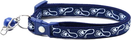 Vista 5 de Pugs2Persians - Collar de gato de doctor, estetoscopio, seguridad, separable, dije y campana, pequeño (9.9 lbs y menos), azul)