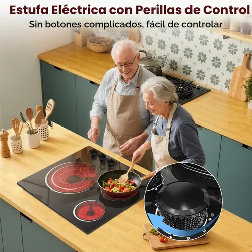 Vista 2 de Estufa eléctrica de 24 pulgadas - 5700 W 3 quemadores con perilla Conrol
