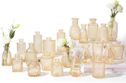 Vista 8 de RUCKAE Juego de 12 jarrones pequeños transparentes para brotes a granel, jarrones de vidrio para mini flores para centros de mesa, decoraciones