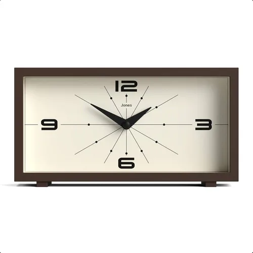Vista 9 de JONES CLOCKS® Reloj de Escritorio Odeon Diseño Rectangular Moderno Negro Aspecto Retro Elegante para Estante, Mesa, Repisa de Chimenea