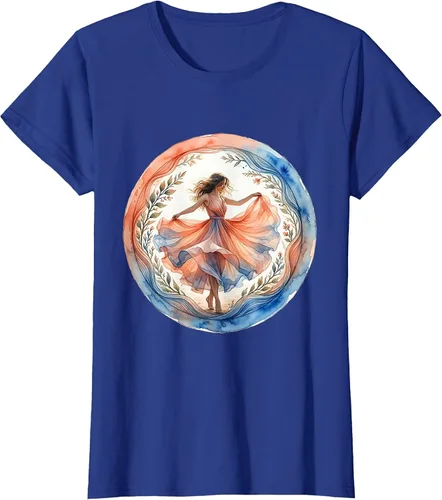 Vista 11 de Flowy Sundress Dancing in Ocean Breeze Design T-Shirt Purple