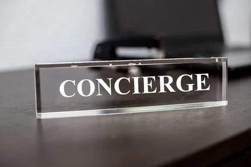 Vista 9 de Concierge 2 x 8 pulgadas acrílico negro - Accesorios de escritorio de oficina Decoración