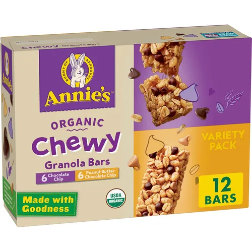 Vista 9 de Annie's Barras de granola masticables orgánicas, chispas de chocolate, 12 unidades (paquete de 6)