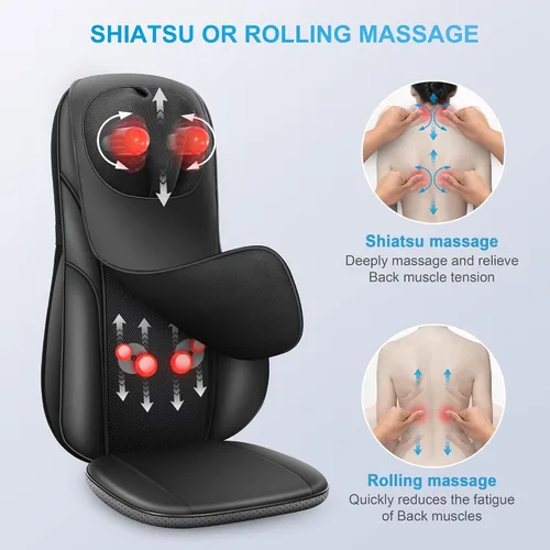 Vista 9 de COMFIER Masajeador de manos inalámbrico con calor, 3 niveles de compresión y calefacción, masajeador Shiatsu de cuello y espalda, almohadilla