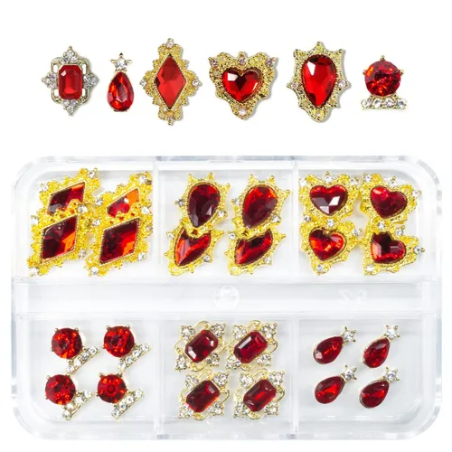 Vista 14 de 24 piezas de piedras brillantes negras para uñas, dijes de uñas de lujo, dijes de corazón negro de jet para uñas, gemas grandes de 3D para uñas