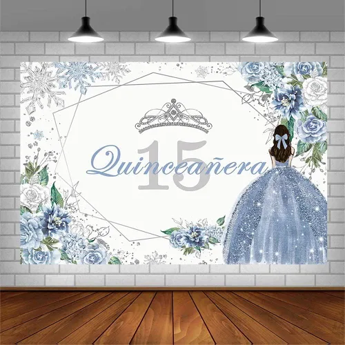 Vista 3 de Sendy Telón de fondo de quinceañera de 8 x 6 pies para fiesta de cumpleaños de 15 años de Dulce Girl Mis Quince Anos, decoración de fiesta