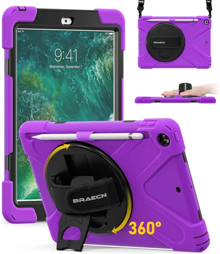 Vista 14 de BRAECN Funda para iPad 6ª/5ª Generación, Funda iPad 9.7 2018/2017 - Resistente a Prueba de Golpes con Soporte para Lápices, Correa de Hombro