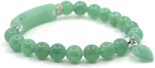 Vista 2 de Justinstones - Brazalete unisex con cuentas de gemas semipreciosas con dije de corazón, elástico