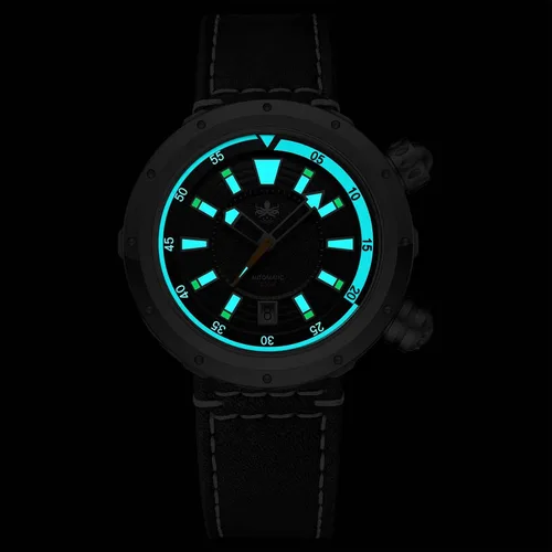 Vista 5 de PHOIBOS Vortex - Reloj de buceo automático antimagnético para hombre, 656.2 ft, resistente al agua, con orejetas ocultas y coronas dobles con bisel