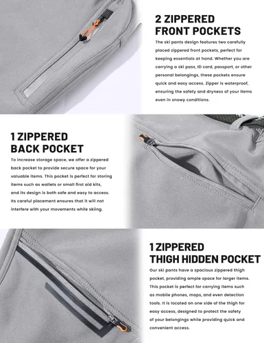 Vista 5 de TACVASEN Pantalones de esquí de nieve para hombre, pantalones de snowboard resistentes al agua, pantalones de senderismo con forro polar