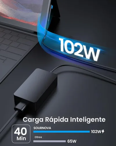 Vista 2 de Cargador Surface Book 2 de 102 W, para Microsoft Surface Laptop Studio, Surface Laptop 3 4 5, Windows Surface Pro/Go, carga rápida de 9.19 pies