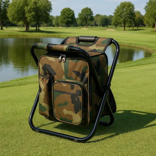 Vista 2 de Voyager Tools Taburete de mochila ligero, silla de camping portátil y paquete refrigerador, silla de golf combinada
