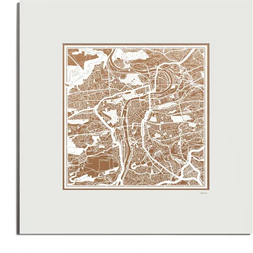 Vista 98 de O3 Design Studio Mapa de corte de papel de París, color negro mate, 20 x 20 pulgadas, arte en papel
