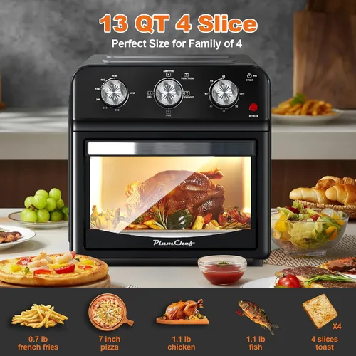 Vista 6 de Plum Chef Freidora de aire, 13 cuartos de galón, circulación de aire caliente de 360° para una cocción saludable sin aceite, combo multifuncional