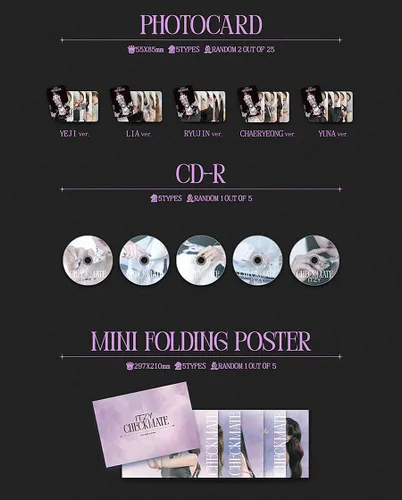 Vista 3 de ( Pre-Order ) ITZY CHECKMATE Mini Album ( Standard Edition - 5 Version Full Set. )+2ea ITZY Store Gift Card K-POP SEALED