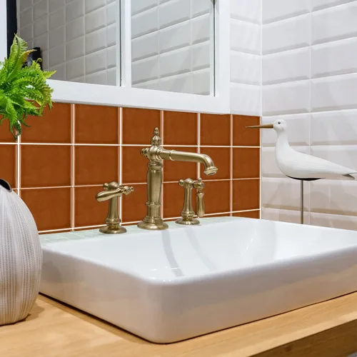 Vista 2 de Alwayspon Adhesivo de vinilo brillante de ladrillo de Provenza, autoadhesivo para azulejos de pared de transferencia de salpicaduras para cocina