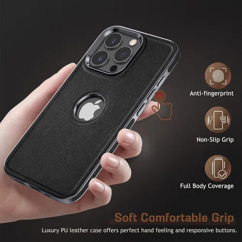 Vista 7 de LOHASIC Funda de cuero para iPhone 15 Pro Max compatible con Magsafe, delgada de lujo de poliuretano suave flexible parachoques agarre