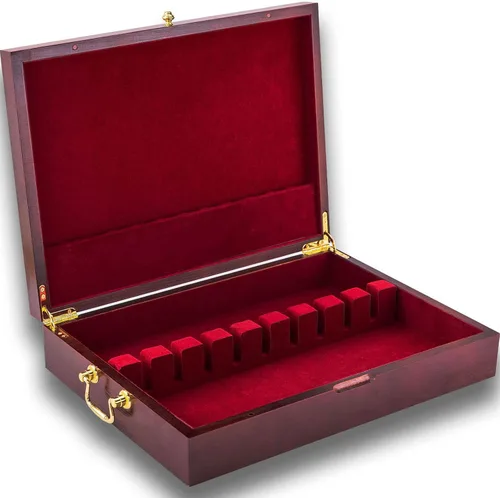 Vista 3 de GENRICE Cofre de cubiertos de madera sin cubiertos, caja de almacenamiento de cubiertos para plata, estuche de cubiertos con asa y forro de fieltro