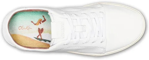 Vista 2 de OLUKAI Pehuea Li 'ili - Tenis de cuero para mujer, zapatos casuales para uso diario con tacón caído, suela de goma que no deja marcas, ajuste cómodo