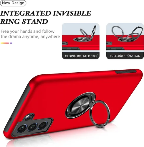 Vista 5 de Funda para Galaxy S21 FE 5G con película nano a prueba de explosiones, paquete de 2 fundas invisibles de grado militar, doble a prueba de golpes