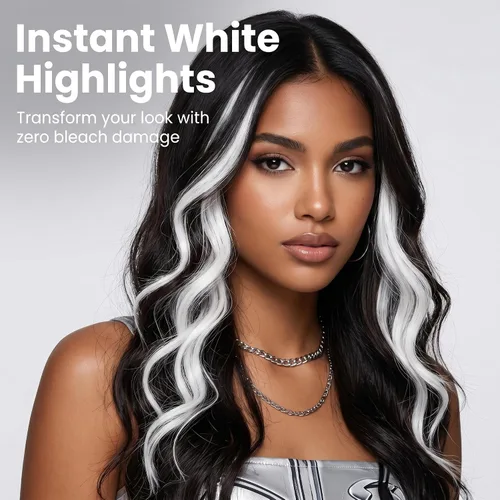 Vista 2 de FOMIYES Extensiones de cabello blanco de 19.7 pulgadas, rizado y ondulado, extensiones de cabello con clips para fiestas, para niños, niñas