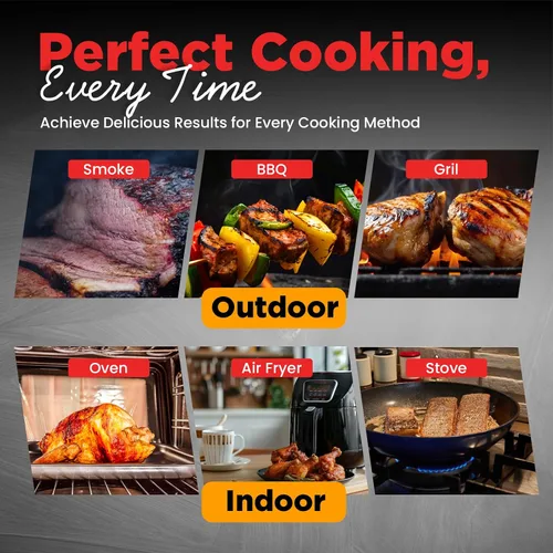 Vista 7 de Termómetro digital inalámbrico para carne, resistente al agua IP67, duración de la batería de 48 horas, termómetros de parrilla con rango de 820