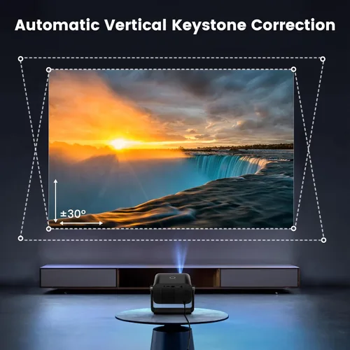 Vista 5 de Proyector con WiFi y Bluetooth - Mini Proyector de Tiro Corto [Soporte Ajustable de 145° y Enfoque Eléctrico y Auto Keystone Zoom 50%] PUTRIMS